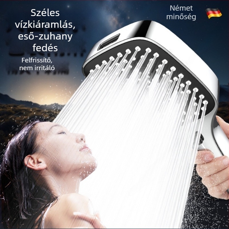 ABS szögletes fejű nyomásos zuhany készlet falra szerelt, permetezés masszázs eső funkciók, modern minimalist stílus, 5–80°C, 1.0–6 kg