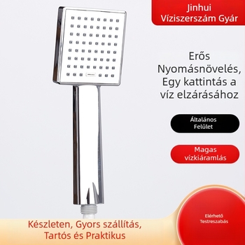 Rozsdamentes acélból készült felső zuhanyfej, négyszögletes panel, forgatható és állítható, felületre szerelhető