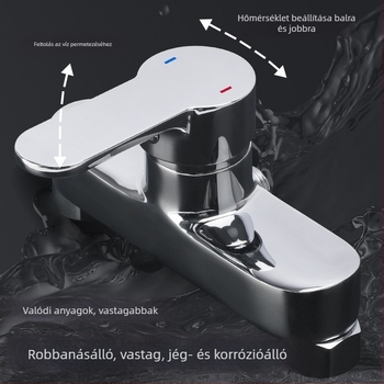 Rejtett falba épített zuhany keverőcsap, teljesen rézből, 0–90°C, 0,8 MPa, kerámiakorongos szelep