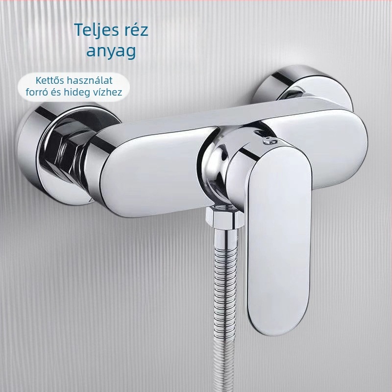 Rejtett falba épített zuhany keverőcsap, teljesen rézből, 0–90°C, 0,8 MPa, kerámiakorongos szelep
