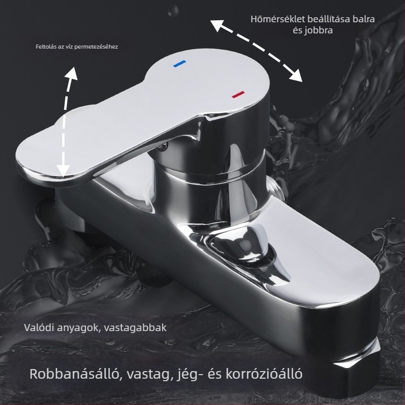 Rejtett falba épített zuhany keverőcsap, teljesen rézből, 0–90°C, 0,8 MPa, kerámiakorongos szelep
