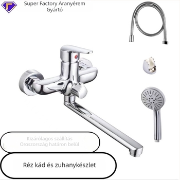 Kádcsaptelep szett kézi zuhannyal, cinkötvözet, falba szerelhető, emelőnyitásos működés, háromrészes felépítés, modern minimalist stílus