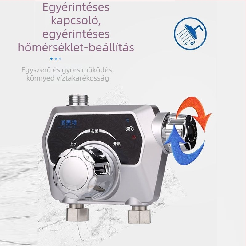 Felületre szerelt termosztatikus keverő szelep napelemes intelligens automatikus hőmérséklet-szabályozással zuhanyhoz, forró és hideg víz, háztartási használat
