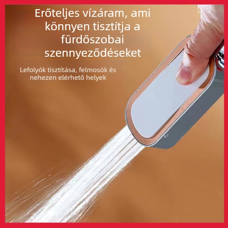 Nyomásos zuhanyfej masszázs funkcióval, ABS anyag, spirálos szerelés, elektroplakált bevonat