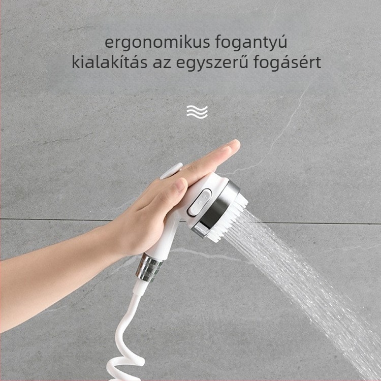 Kettős funkciójú zuhanyfej – buborék és eső módokkal, ABS, spirálcsatlakozás, 0–80°C