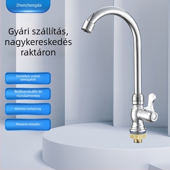 Konyhai hidegvíz csap, körkörös háromgyűrűs oszlopos kialakítás, cinkötvözet test, kerámia korongos szelep, 20 mm bemenet