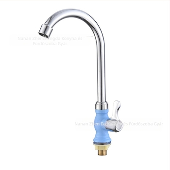 Konyhai hidegvíz csap, körkörös háromgyűrűs oszlopos kialakítás, cinkötvözet test, kerámia korongos szelep, 20 mm bemenet