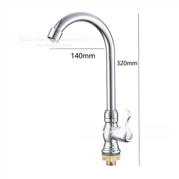 Konyhai hidegvíz csap, körkörös háromgyűrűs oszlopos kialakítás, cinkötvözet test, kerámia korongos szelep, 20 mm bemenet