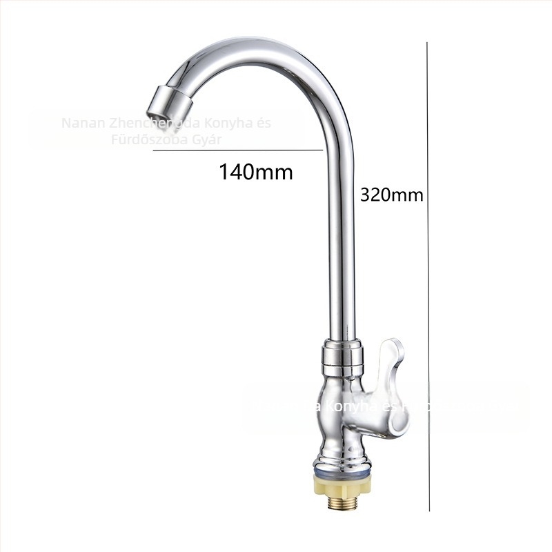 Konyhai hidegvíz csap, körkörös háromgyűrűs oszlopos kialakítás, cinkötvözet test, kerámia korongos szelep, 20 mm bemenet