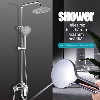 Réz Top Spray zuhanyfej, modell 1017, kör alakú, falba szerelt