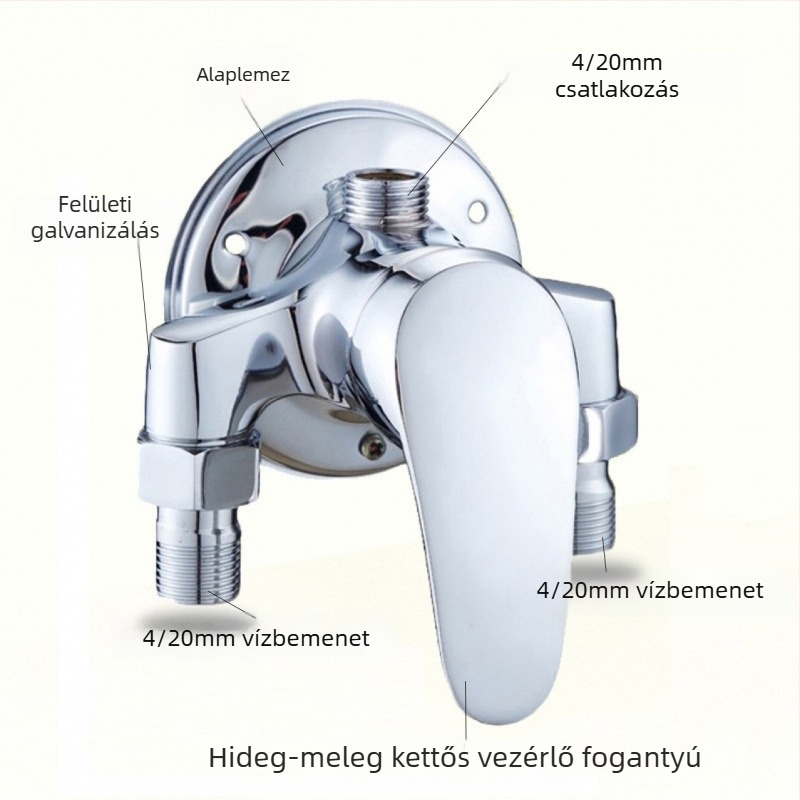 Fali háromszög zuhanykeverő csaptele meleg és hideg vízhez, fürdőszobai zuhanyszett