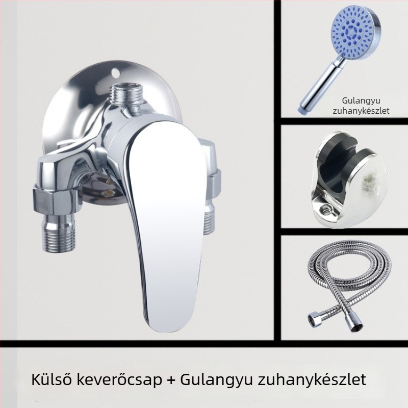 Fali háromszög zuhanykeverő csaptele meleg és hideg vízhez, fürdőszobai zuhanyszett