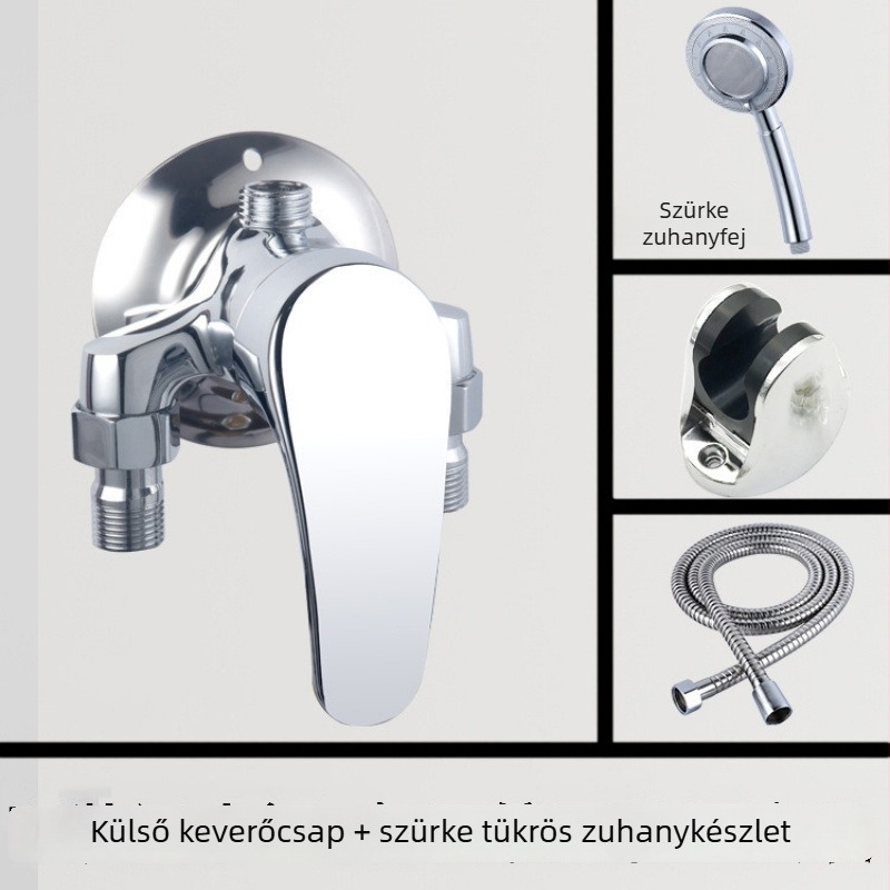 Fali háromszög zuhanykeverő csaptele meleg és hideg vízhez, fürdőszobai zuhanyszett
