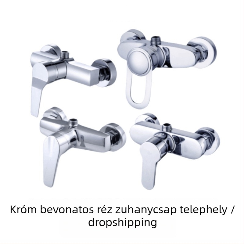 Réz zuhanycsaptelep falra szerelt, kettős kapcsolódás, elektroplattolt felület, kerámiapatron