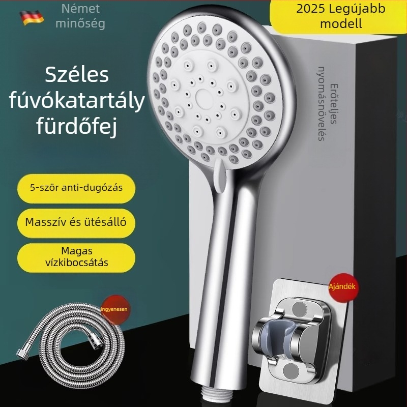 Kézi zuhanyfej rozsdamentes acélból, permetezés, masszázs és esőzuhany funkciókkal – modell 23