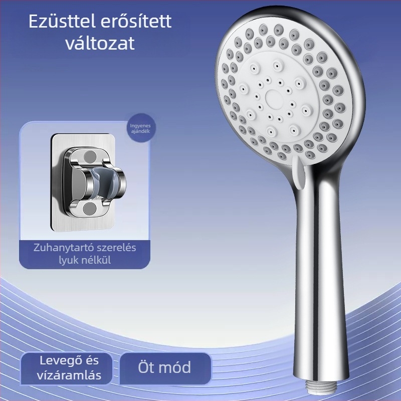 Kézi zuhanyfej rozsdamentes acélból, permetezés, masszázs és esőzuhany funkciókkal – modell 23