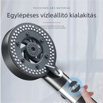 Kézi hordozható zuhanyfej – erőteljes nyomású sugár, 4-pontos univerzális tömlőcsatlakozás, műanyag test elektroplakáttal, modell 161, kör alak
