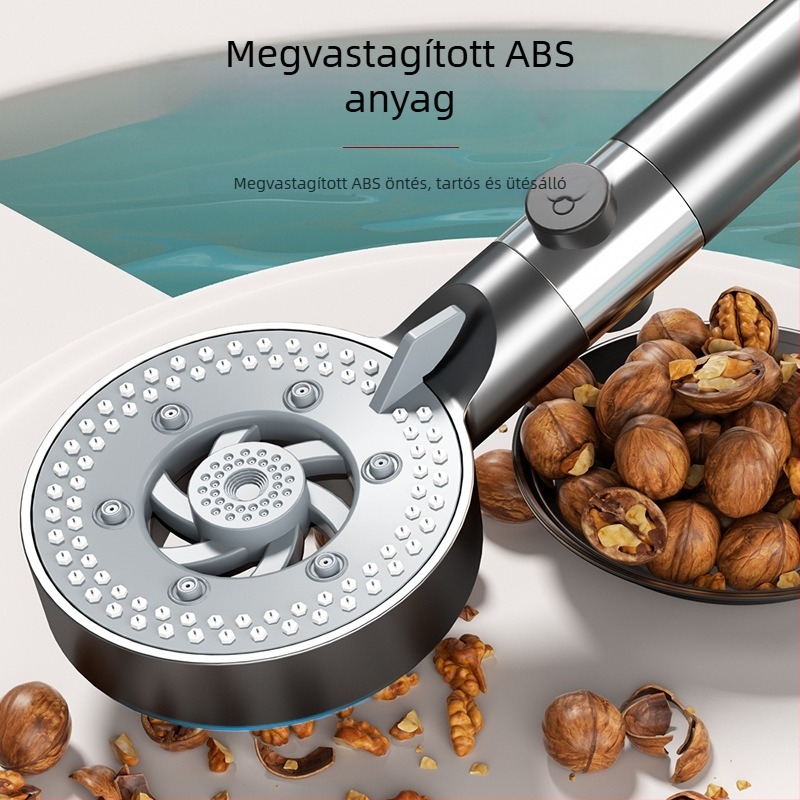 Kézi hordozható zuhanyfej – erőteljes nyomású sugár, 4-pontos univerzális tömlőcsatlakozás, műanyag test elektroplakáttal, modell 161, kör alak