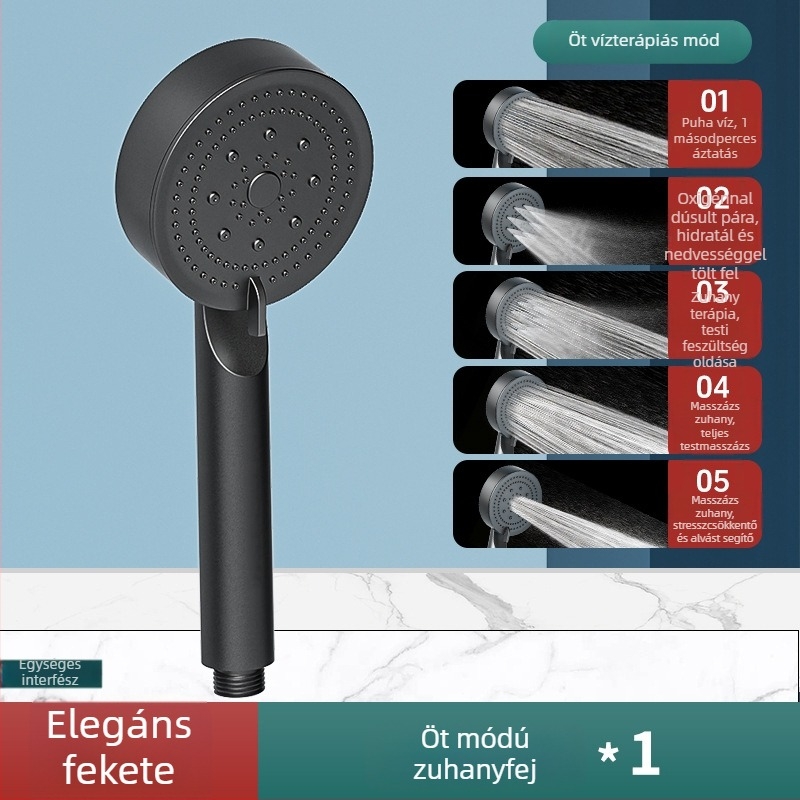 Kézi hordozható zuhanyfej – erőteljes nyomású sugár, 4-pontos univerzális tömlőcsatlakozás, műanyag test elektroplakáttal, modell 161, kör alak