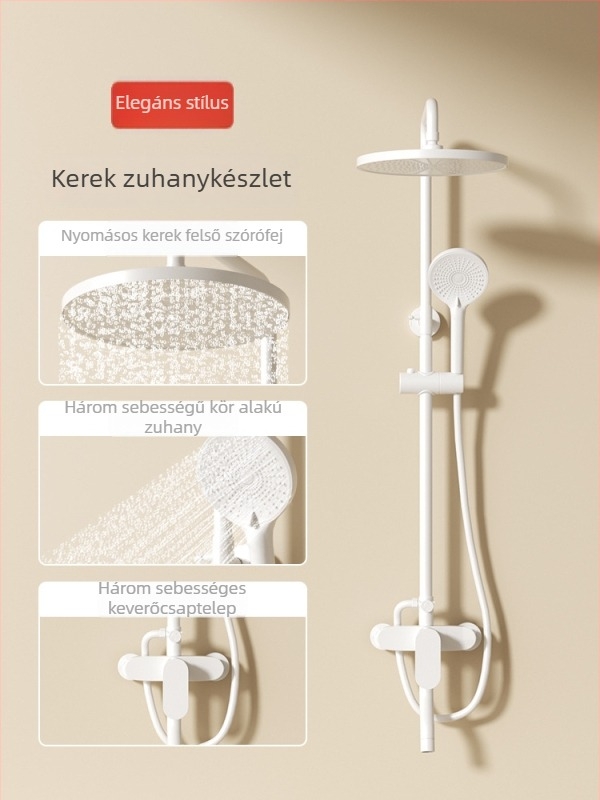 Zuhanykészlet fürdőszobába, réz, digitális kijelző, rejtett szerelés, négyzetes forma, JM-S001