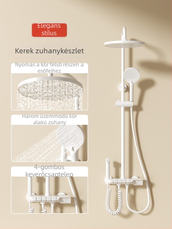 Zuhanykészlet fürdőszobába, réz, digitális kijelző, rejtett szerelés, négyzetes forma, JM-S001
