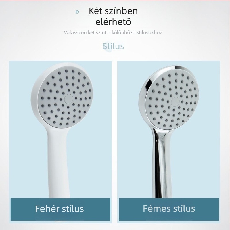 Kézi zuhanyfej fürdőszobába – ABS anyag, esőzuhany funkció, négypontú csatlakozás, kör alakú sugárzás, elektroplatinált felület