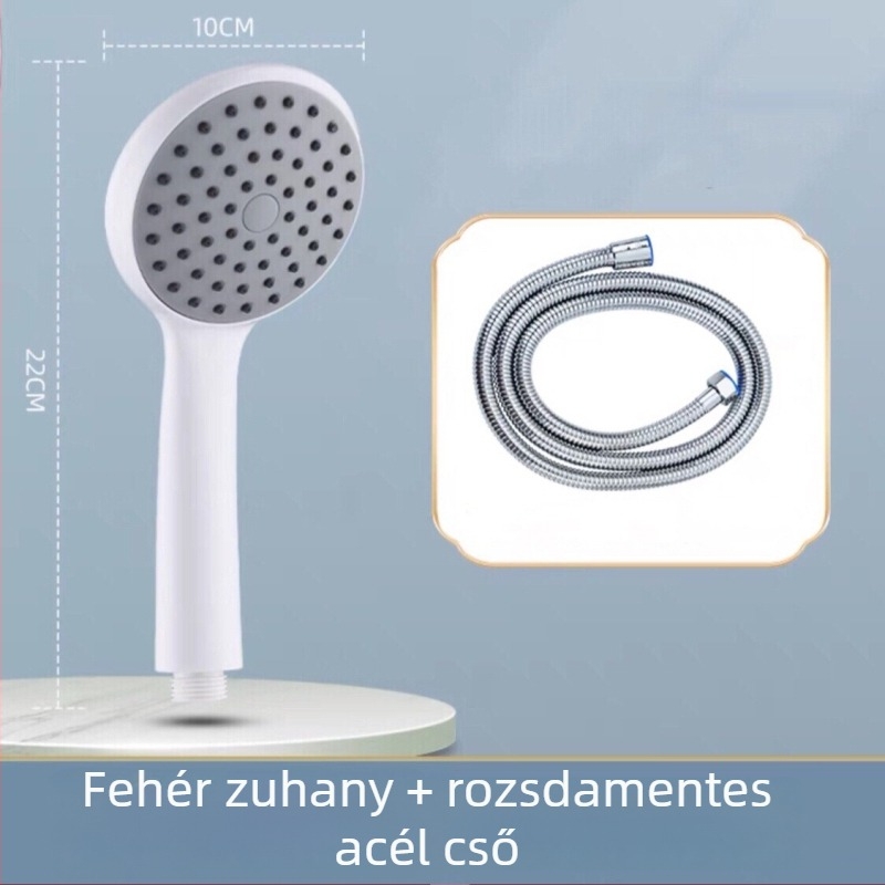 Kézi zuhanyfej fürdőszobába – ABS anyag, esőzuhany funkció, négypontú csatlakozás, kör alakú sugárzás, elektroplatinált felület