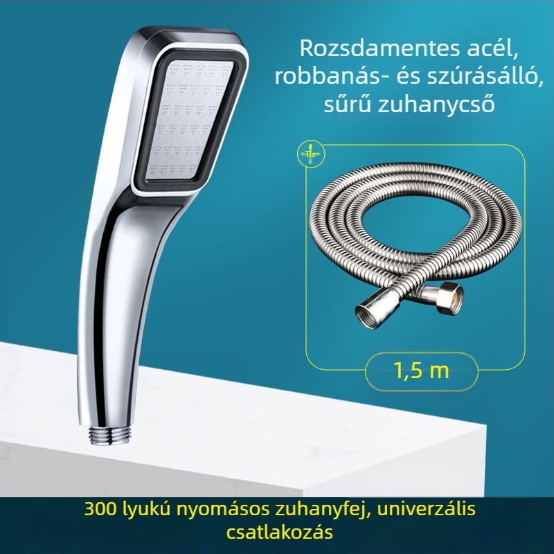 Zuhanyfej – 300 lyukas nyomásos esőzuhany, ABS, négyszögletes, forgatható, modell: 300 lyuk felnyomott