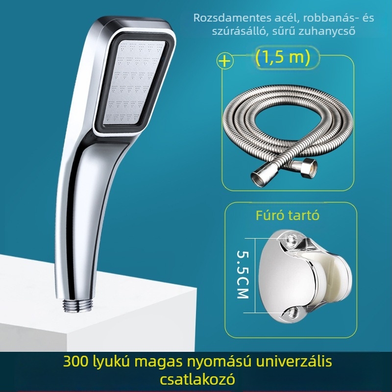 Zuhanyfej – 300 lyukas nyomásos esőzuhany, ABS, négyszögletes, forgatható, modell: 300 lyuk felnyomott