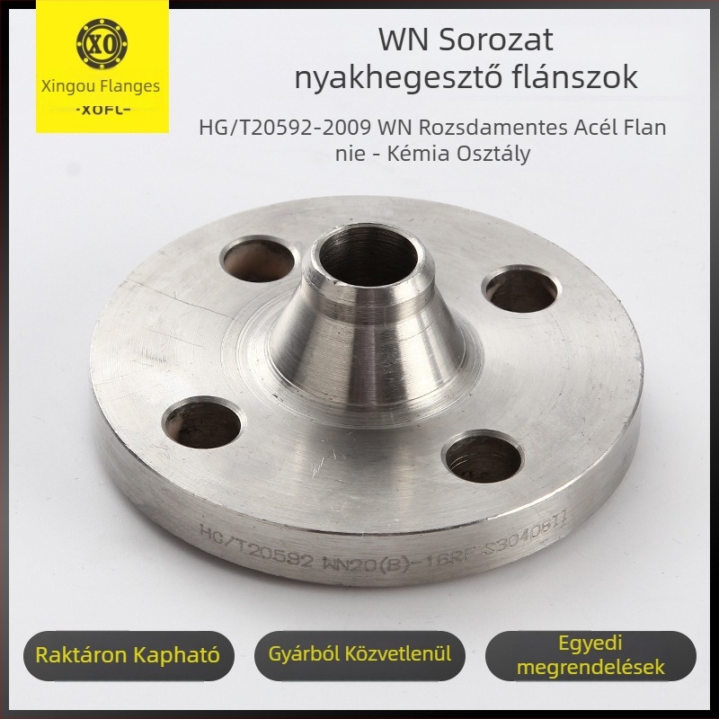 Nyakos hegesztett rozsdamentes acél flanx 304/316L, nagy nyomású, hegesztett csatlakozás, korrózióálló