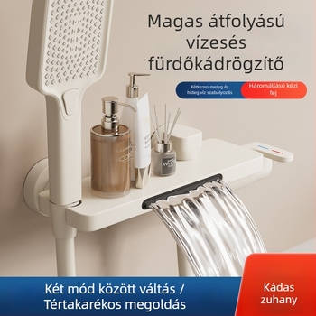 Kádas zuhanykészlet Space alumíniumból, rejtett szerelés, sütőben égetett bevonat, négyzet alakú zuhanyfej, 2-in-1 meleg/hideg keverő