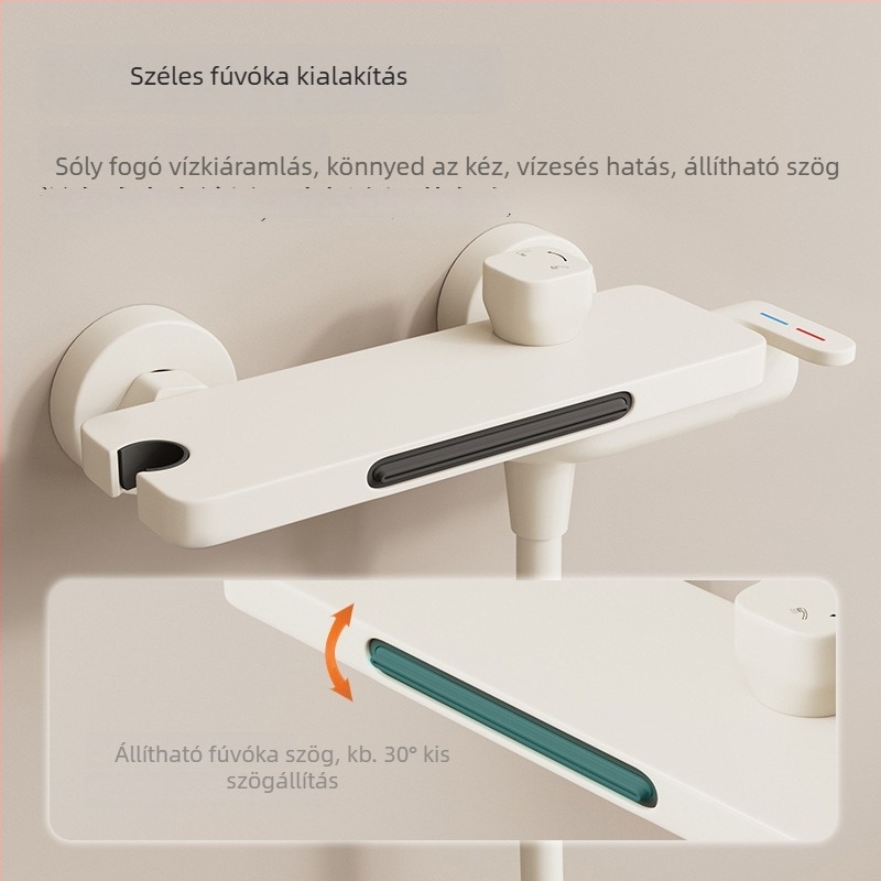 Kádas zuhanykészlet Space alumíniumból, rejtett szerelés, sütőben égetett bevonat, négyzet alakú zuhanyfej, 2-in-1 meleg/hideg keverő
