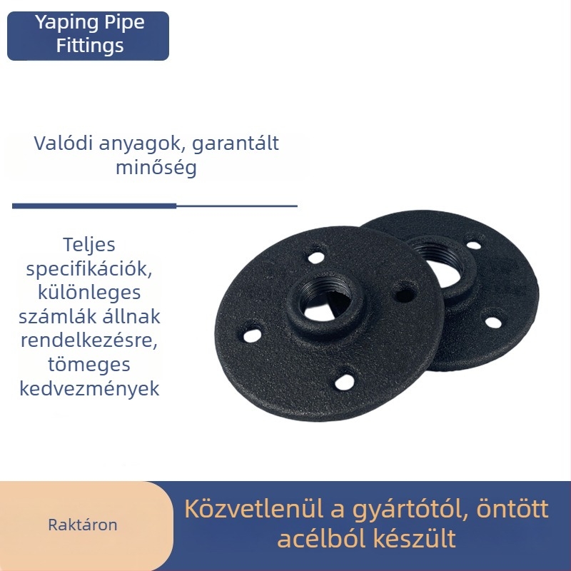 Öntöttvas alap, csatlakozóflanélap, retro LOFT dekorációs darab, rögzített flanztalap 4, 6 és 1 hüvelykes csőcsatlakozókhoz