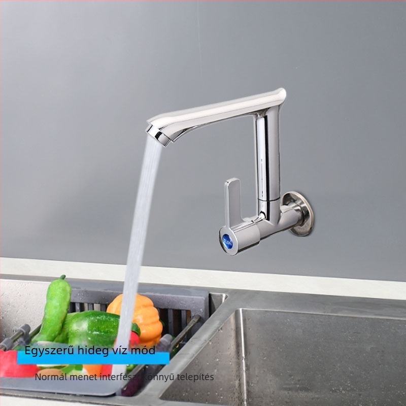 Beépített konyhai mosogató csaptele, egyetlen hideg víz, oldalsó bemenet, kerámiadisk szelep, ABS test, elektroplakált felület