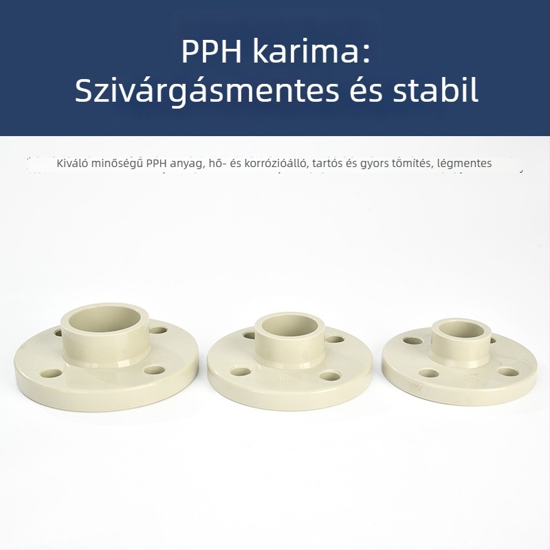 PPH csatlakozóperem, kémiai minőségű, sav- és lúgálló, magas nyomású, sík integrált forróöntött perem