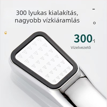 Zuhanykészlet tömlővel – eső és nyomás alatt, hordozható, műanyag, négyzet alakú zuhanyfej, spirálos szerelés