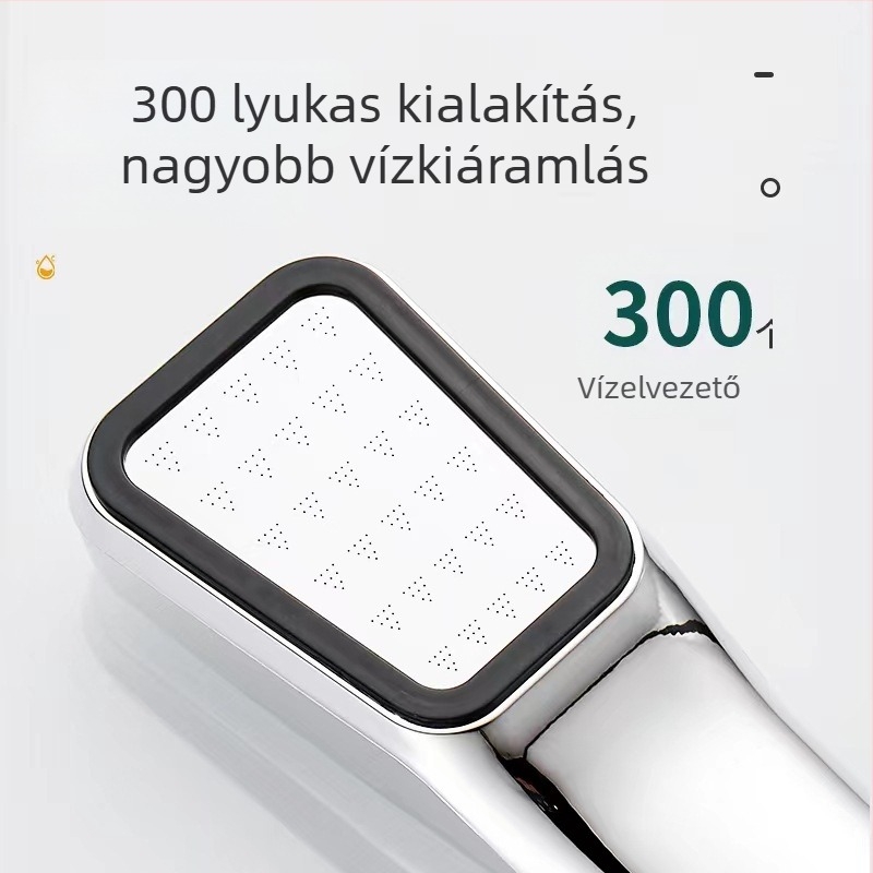 Zuhanykészlet tömlővel – eső és nyomás alatt, hordozható, műanyag, négyzet alakú zuhanyfej, spirálos szerelés