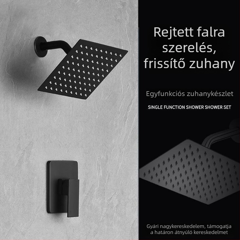 Egyszerfunkciós beépített falba szerelt zuhanykészlet, négyzetes/kerek zuhanyfej