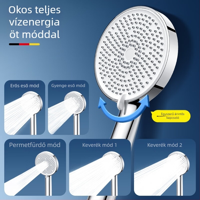 SCALONI Zh255 Nagy panelos zuhanyfej készlet, falra szerelhető, ABS+króm bevonat, Funkciók: eső, masszázs, buborék, sugár, erőteljes áramlás, nyomás szabályozás