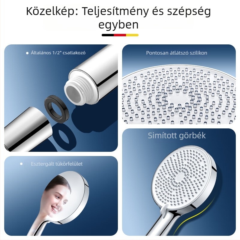 SCALONI Zh255 Nagy panelos zuhanyfej készlet, falra szerelhető, ABS+króm bevonat, Funkciók: eső, masszázs, buborék, sugár, erőteljes áramlás, nyomás szabályozás