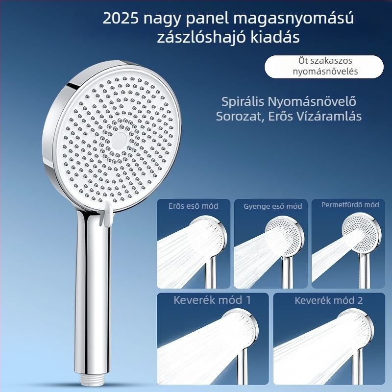 SCALONI Zh255 Nagy panelos zuhanyfej készlet, falra szerelhető, ABS+króm bevonat, Funkciók: eső, masszázs, buborék, sugár, erőteljes áramlás, nyomás szabályozás