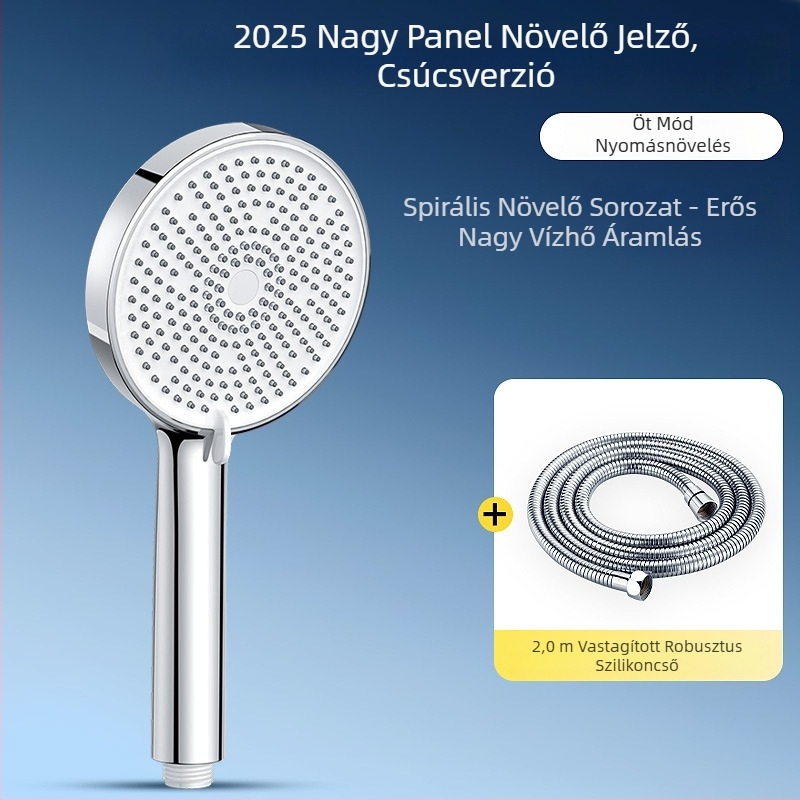 SCALONI Zh255 Nagy panelos zuhanyfej készlet, falra szerelhető, ABS+króm bevonat, Funkciók: eső, masszázs, buborék, sugár, erőteljes áramlás, nyomás szabályozás