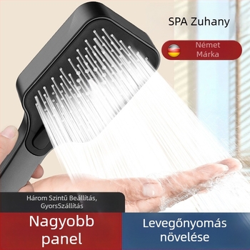 Nyomásfokozó zuhanyfej készlet, ABS anyag, négyzetes fej, modern minimalista dizájn