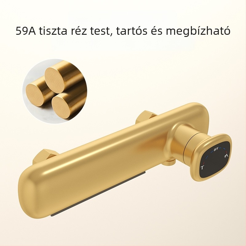 Zuhanykészlet, modell N1025, réz anyag, hőmérséklet-szabályozó, falra szerelhető, kerek zuhanyfej