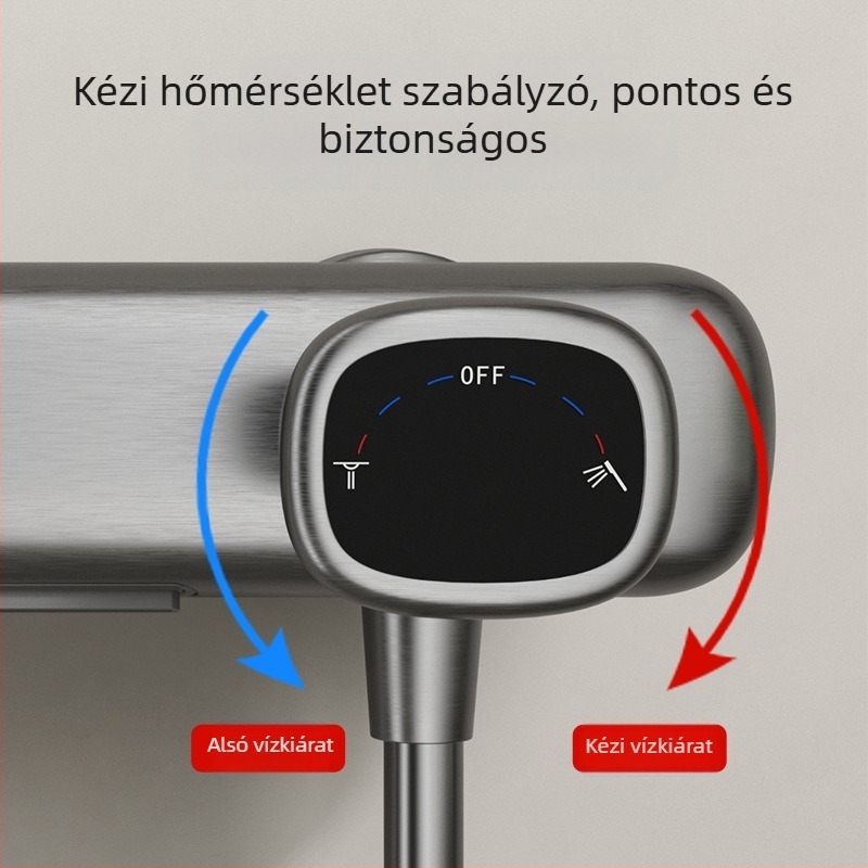 Zuhanykészlet, modell N1025, réz anyag, hőmérséklet-szabályozó, falra szerelhető, kerek zuhanyfej