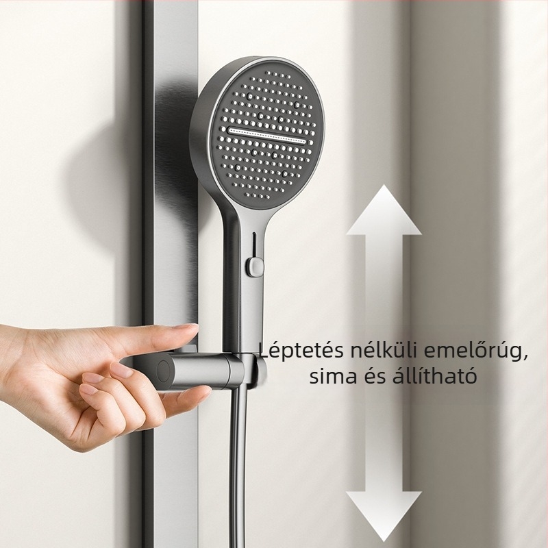 Zuhanykészlet, modell N1025, réz anyag, hőmérséklet-szabályozó, falra szerelhető, kerek zuhanyfej