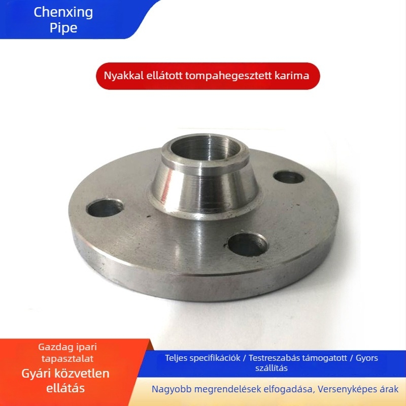Nyakos butt-weld flange, rozsdamentes acél 304/316L, nagy átmérőjű kovácsolt lemez, 15–200 mm
