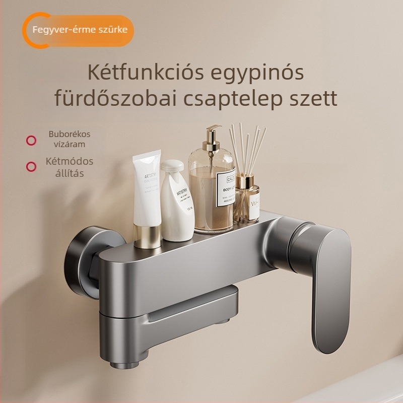 Rejtett zuhanyfejjel rendelkező zuhanykészlet – négyszögletes forma, Space alumínium, funkciók: permetezés és eső, bevonat Baking Paint, modell Hsn178