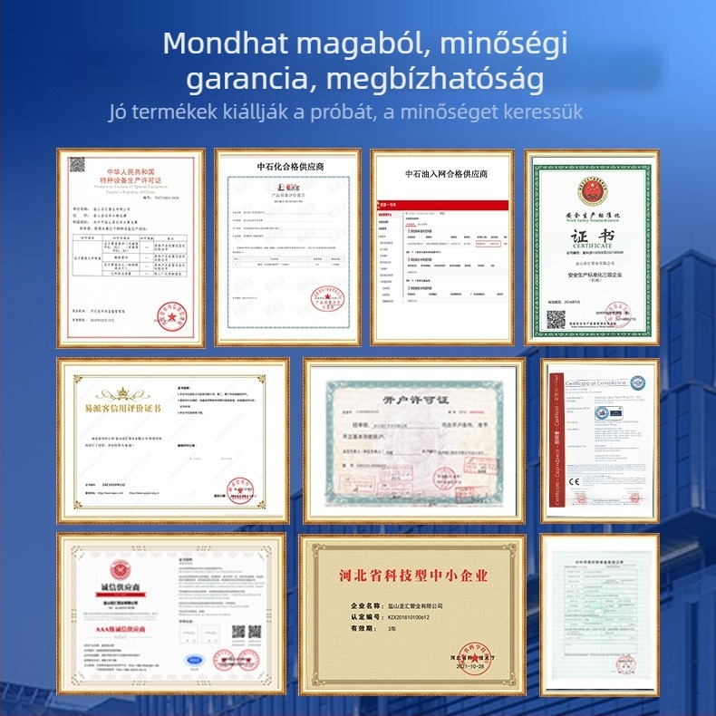 Szénacél butt-weld flange, oldalsó típus, hegesztett kapcsolattal, Yapeng márka, minősítés: Qualified