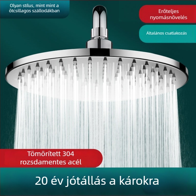 Felső permetű zuhanyfej, csiszolt rozsdamentes acélból, eső funkció, modell J-01, működési hőmérséklet 0–90°C